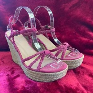 Via Spiaga Wedge Espadrilles Pink, Woman's SIZE 9.5M
